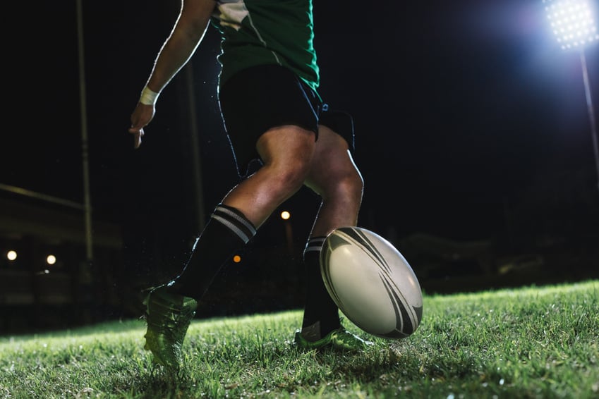 Rugby Player Making a Dropped Goal